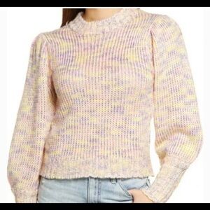 All in Favor Pink Pastel Marled Knit Ribbed Sweater Womens Medium Wool.